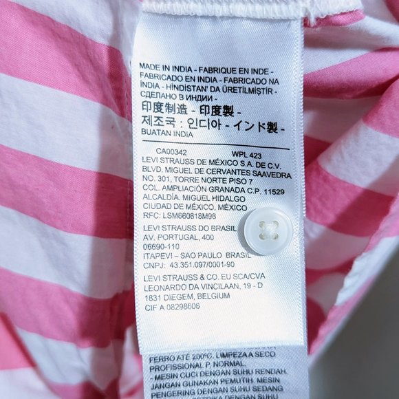 Levi's Pink and White Striped Front-Tie Cropped Tank Top Size Large - Picture 5 of 5